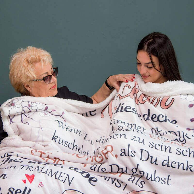 Fernweeh™ Decke von Mutter zu Tochter - "Du bist meine Welt"