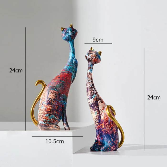 Abstracte Katzen Dekorationsfiguren (Set mit 2 Stück)